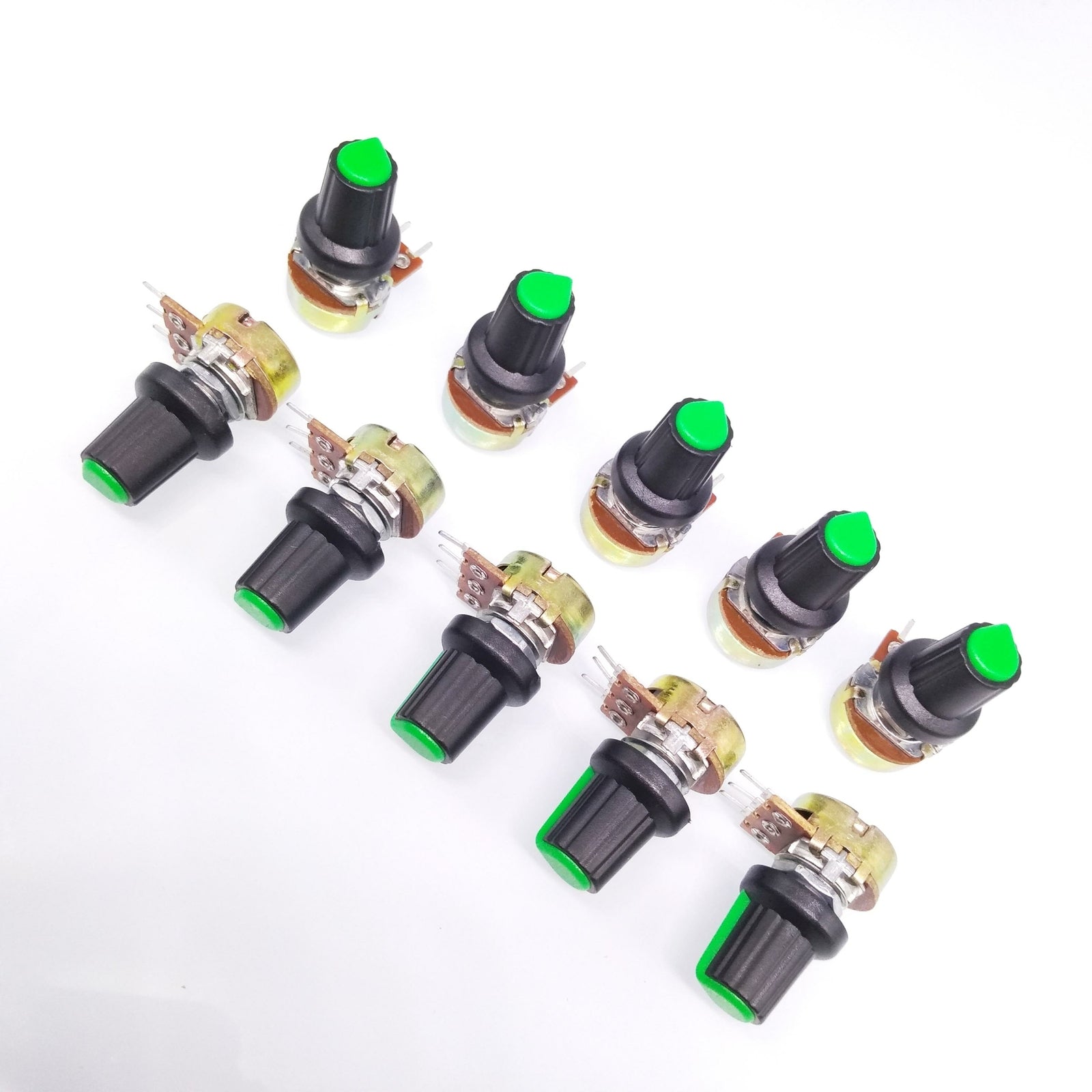 US Stock 10Units 100K B100K OHM Linear Taper Rotary Potentiometer POT Green Knob