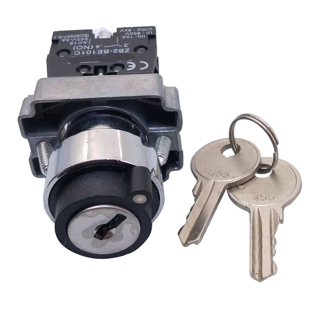 US Stock 2pcs XB2-BG21 2 Position N/O Locked Key Operated Selector Switch