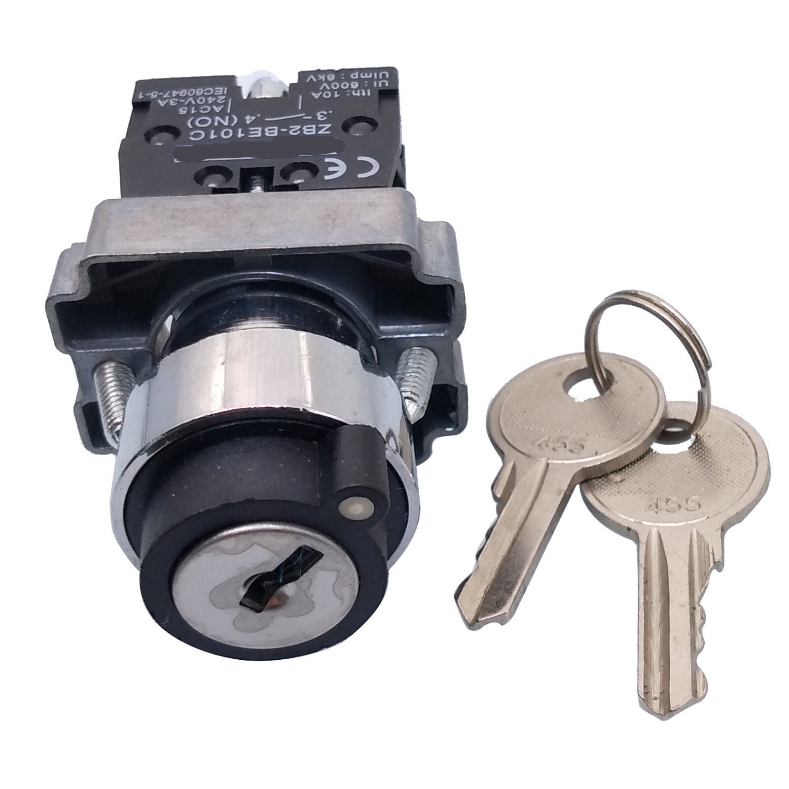 US Stock 2pcs XB2-BG21 2 Position N/O Locked Key Operated Selector Switch