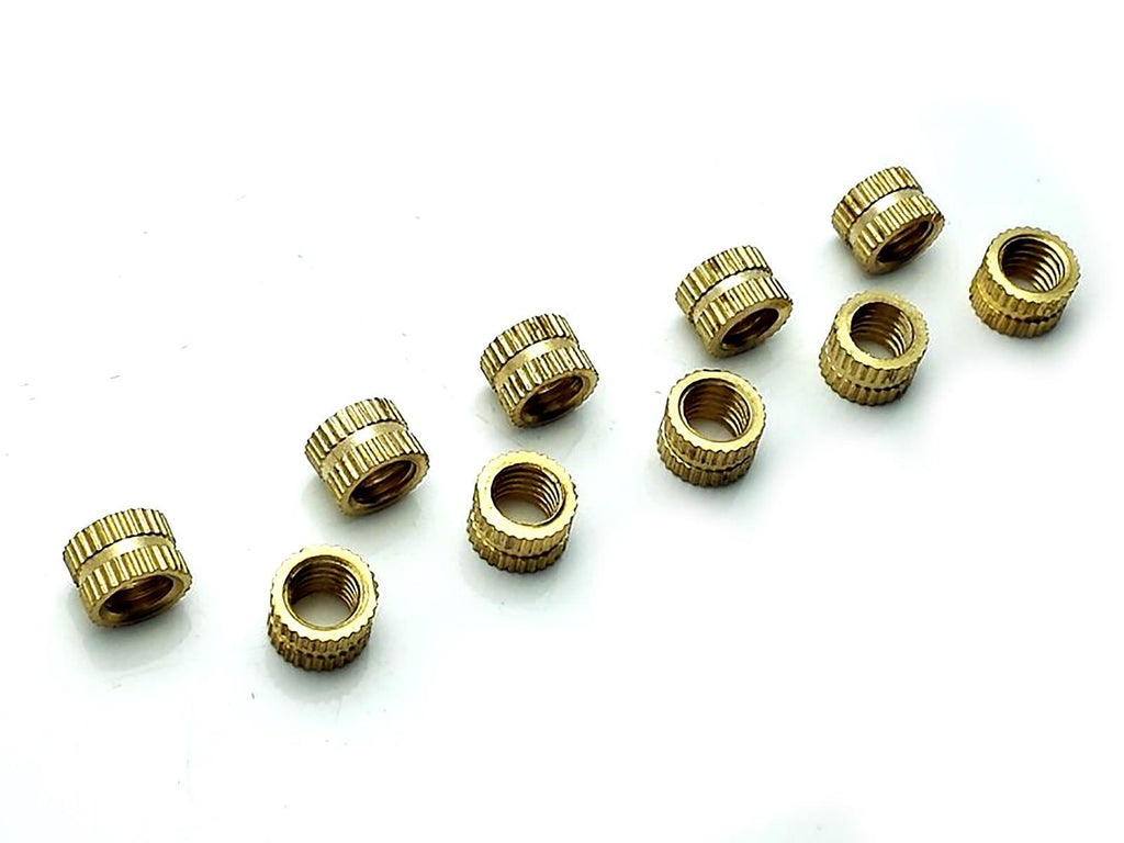 US Stock 20x M6 L6mm OD8.3mm Brass Cylinder Knurled Threaded Insert Embedded Nut