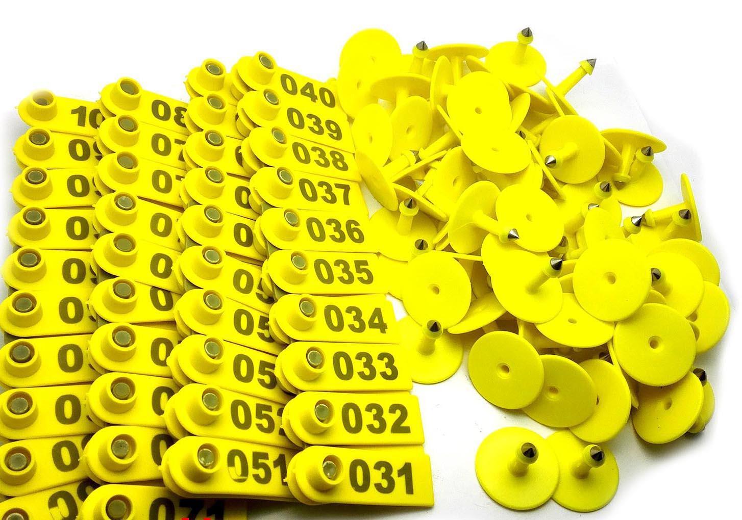 US Stock 100x Yellow 001-100 Number Plastic Livestock Ear Tag For Goat Sheep