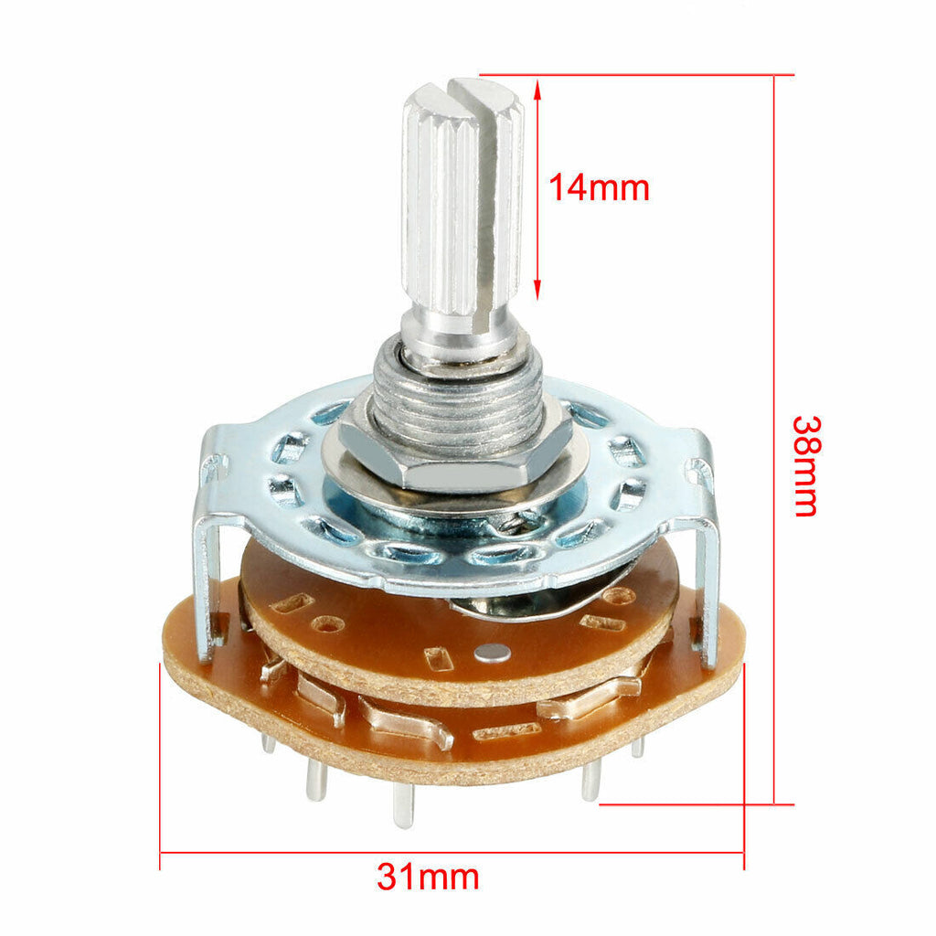 6mm 2P5T 2 Rod 5 Position Single Band Channel Rotary Switch Plastic Knob