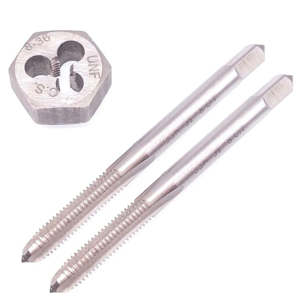 HSS 8-36 Taper & Plug Tap & 8-36 Hexagon Die Thread Right Hand Set