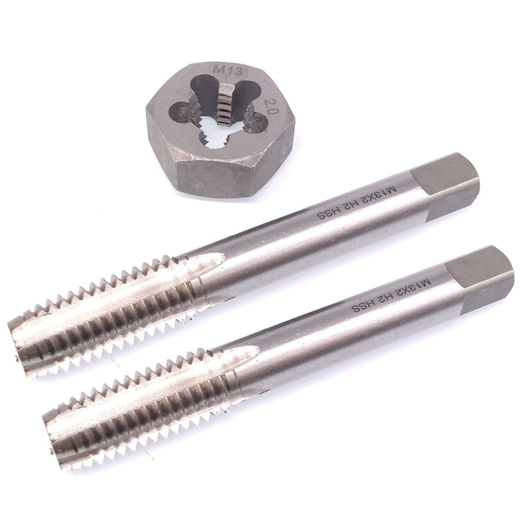 HSS M13x2mm Taper & Plug Tap & M13x2mm Hexagon Die Metric Thread Right Hand Set