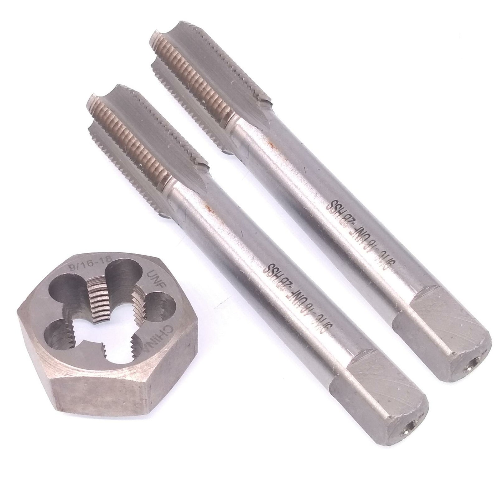 HSS 9/16-18 Taper & Plug Tap & 9/16-18 Hexagon Die Thread Right Hand Set
