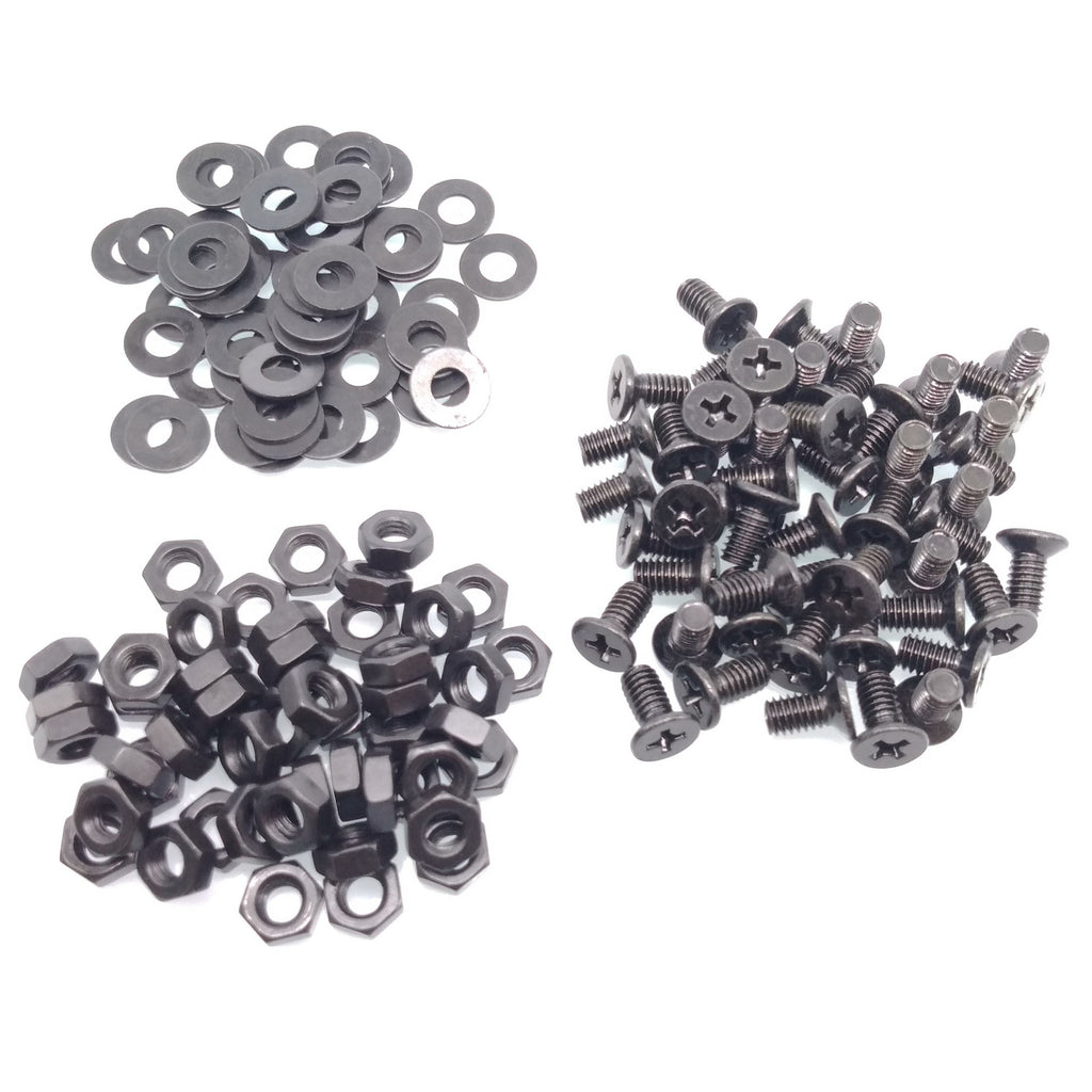 200pcs M4 x 8mm Flat Head Black Screws with Nuts Washers
