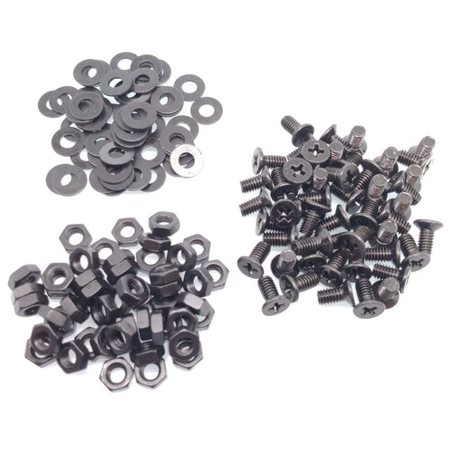 200pcs M4 x 8mm Flat Head Black Screws with Nuts Washers