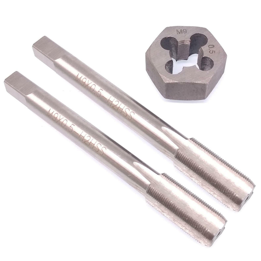HSS M9 x 0.5mm Taper & Plug Tap & 9 x 0.5mm Hexagon Die Metric Thread Right Hand