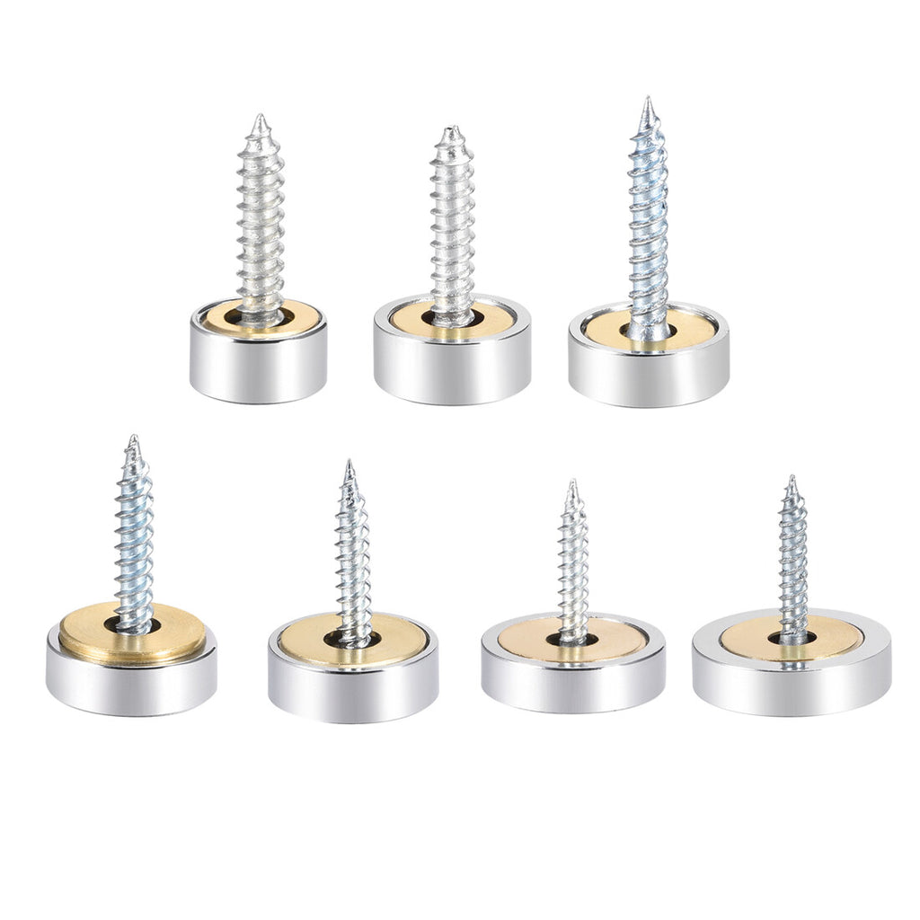 8pcs 10mm Mirror Screws Brass Caps Discs Cover Nails Polished Stainless Steel