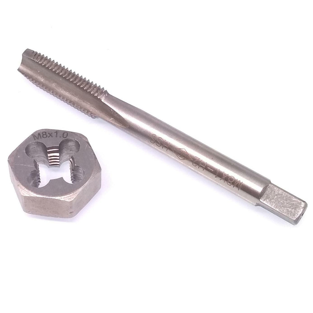 US Stock HSS M8 x 1mm Tap & M8 x 1mm Hexagon Die Metric Thread Right Hand Set