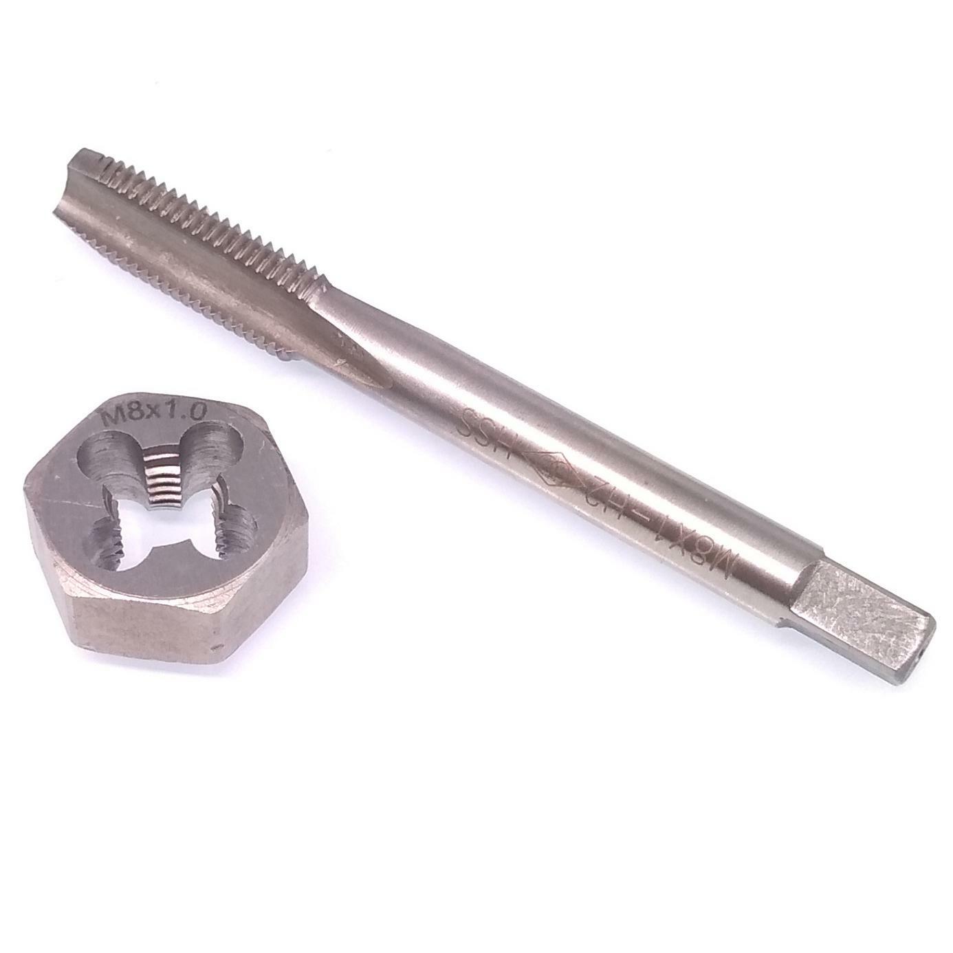 US Stock HSS M8 x 1mm Tap & M8 x 1mm Hexagon Die Metric Thread Right Hand Set