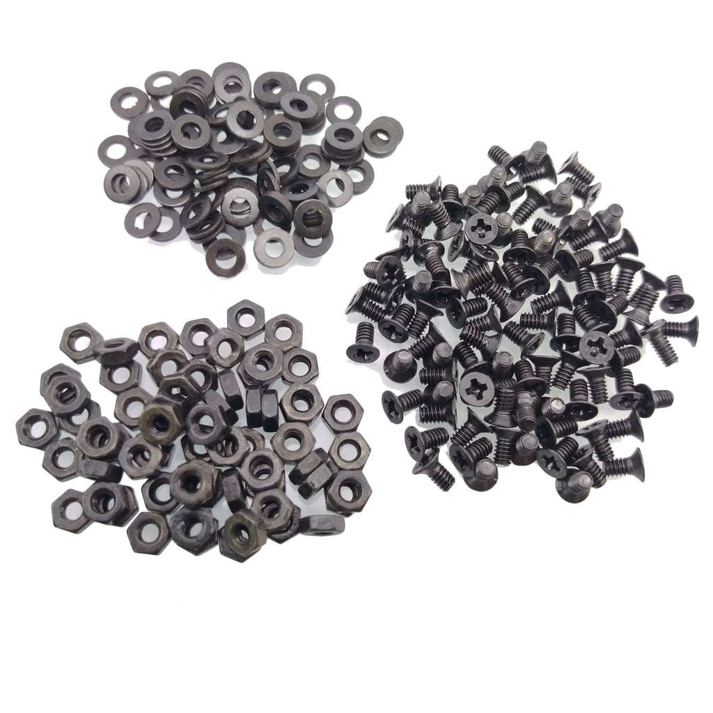 500pcs M2 x 4mm Flat Head Black Screws with Nuts Washers