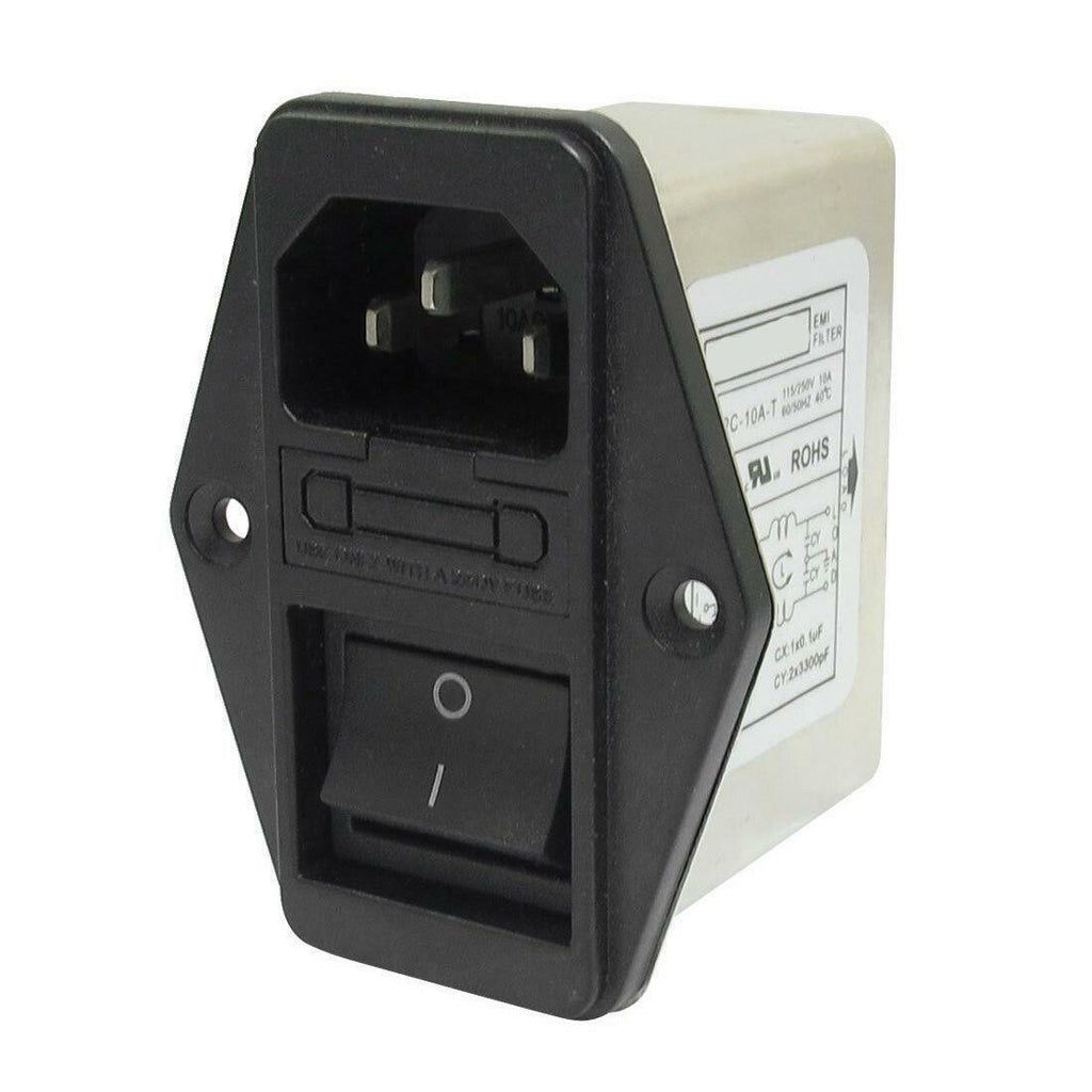 Solder Lug Terminals IEC 320 C14 Power Socket EMI Filter Switch & Fuse Holder 02
