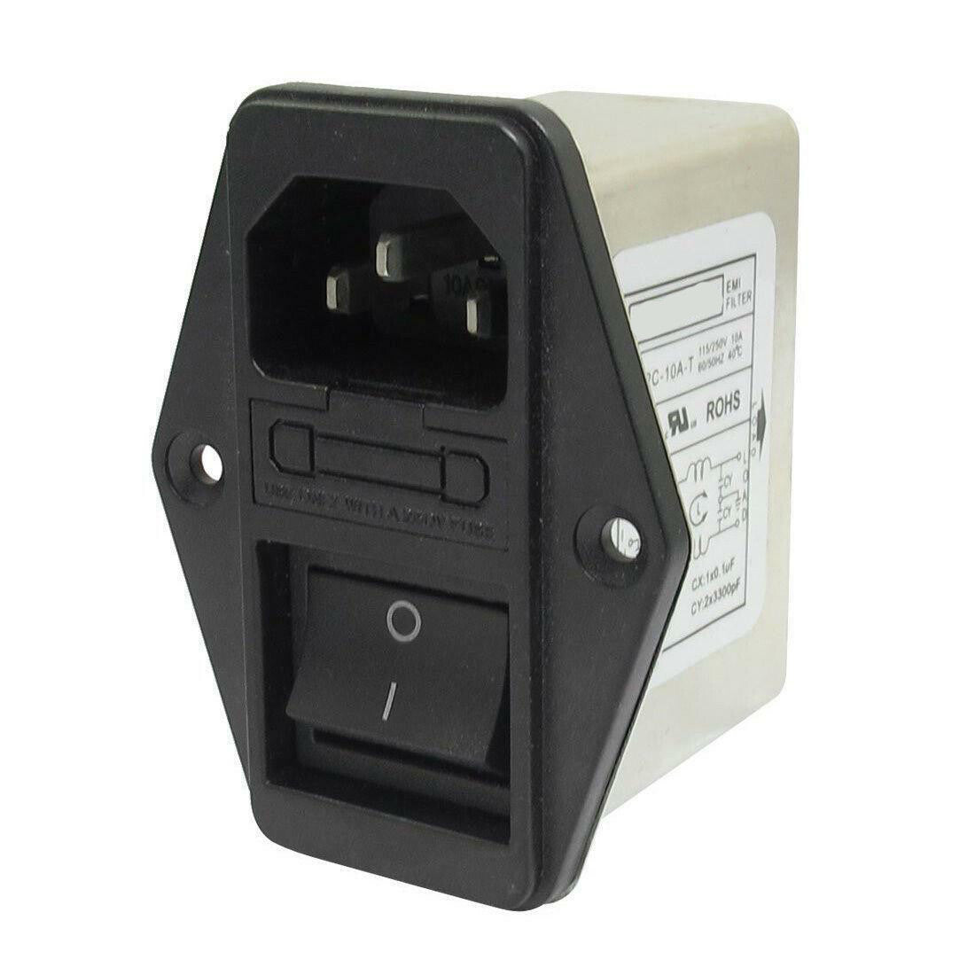 Solder Lug Terminals IEC 320 C14 Power Socket EMI Filter Switch & Fuse Holder 02