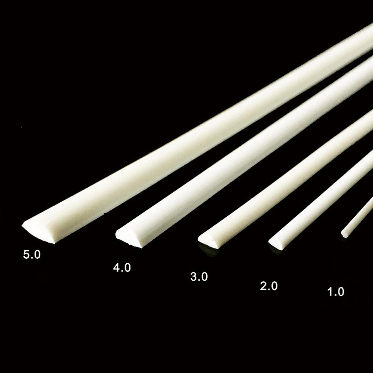 US Stock 20pcs ABS Styrene Plastic Half Round Bar Rod 1mm ±10% Dia. 9.85" White