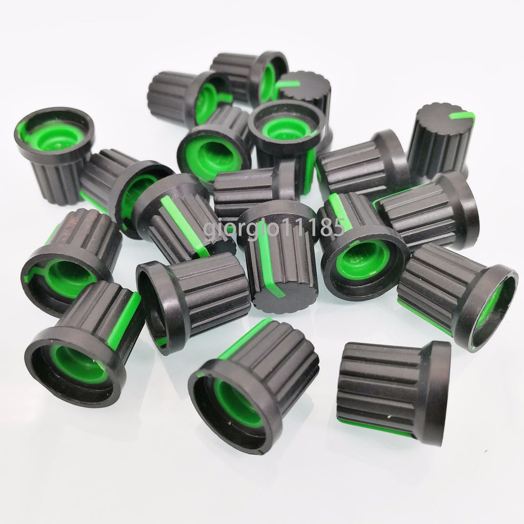US Stock 20pcs Hi-Fi CD Volume Tone Control Potentiometer Knob 6mm Black Green