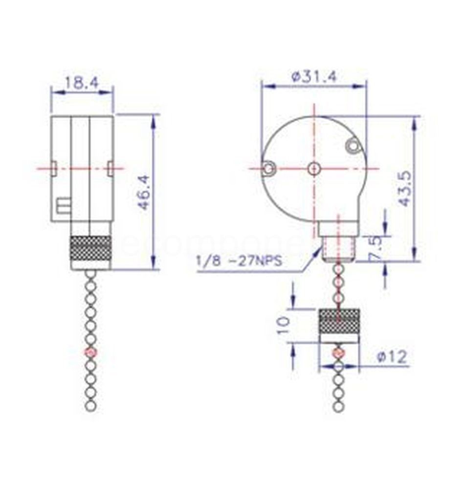 US Stock ZE-228S Pull Chain Switch 2 Speed Ceiling Fan Gardner Bender
