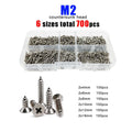 700pcs M2 304SS Phillips Flat Countersunk Head Self Tapping Wood Screw Set Kit