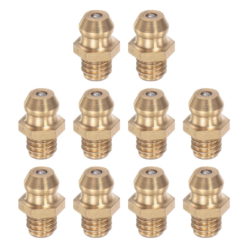 10pcs Brass Straight Lubrication Nipple M6x1mm Hydraulic Grease Accessories