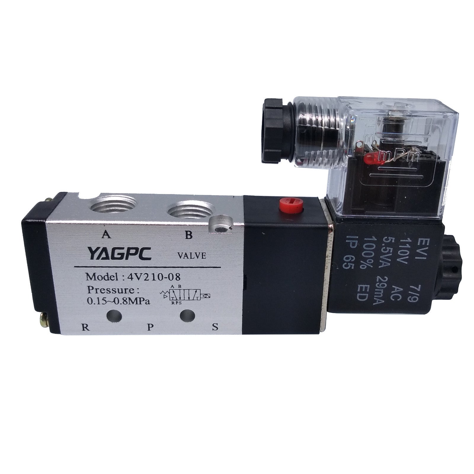 US Stock 110VAC Pneumatic Electric Solenoid Air Valve 5 Way 2 Position 4V210-08