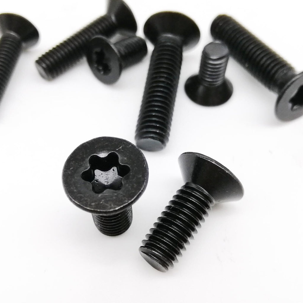 10pcs M5 x 16mm Black Six-Lobe Torx Head Flat Countersunk Screw Bolt