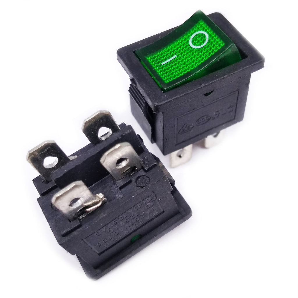 US Stock 10pcs Green LED Light OFF/ON Boat Car Rocker Switch KCD1-104N