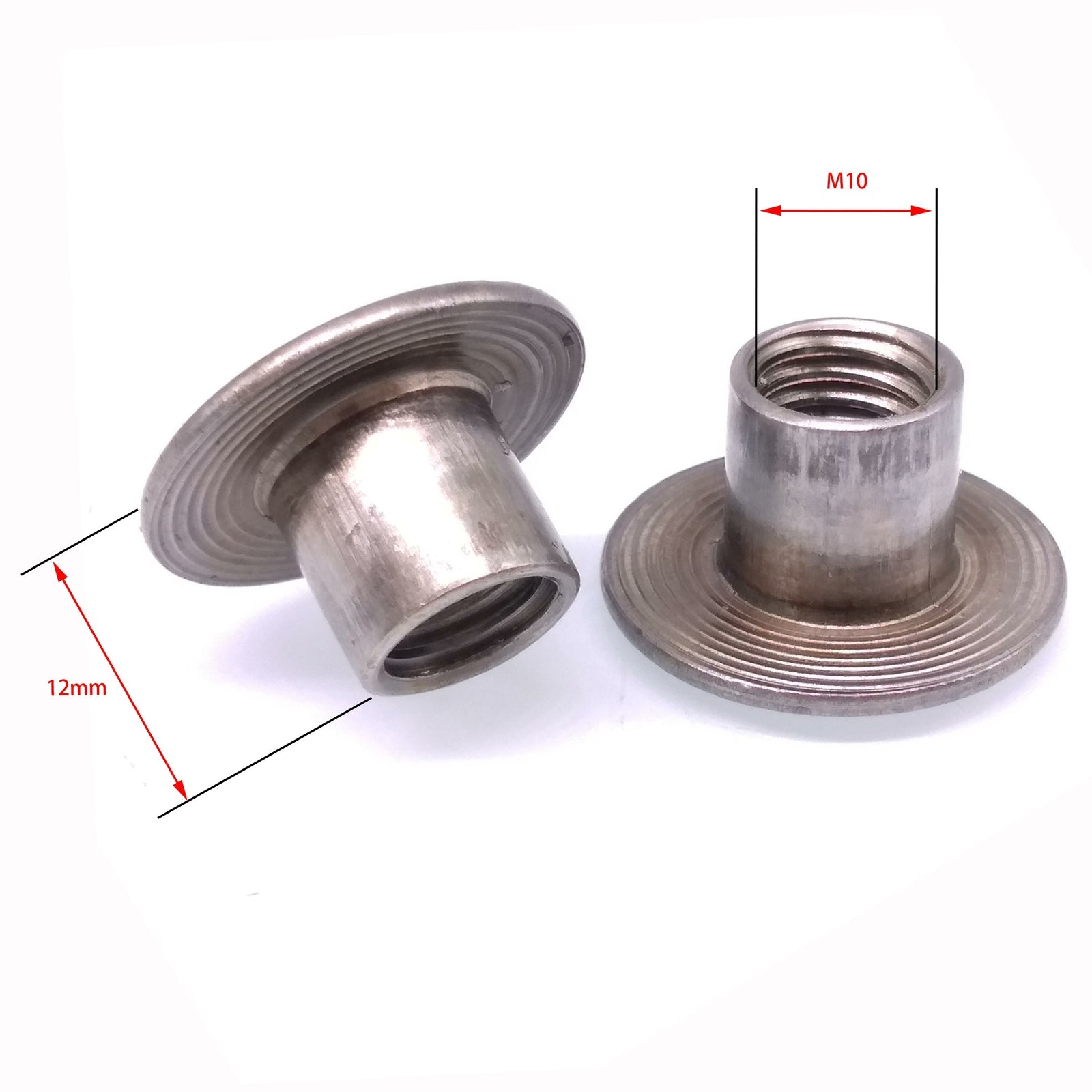 50pcs M10 x 12 Cold Heading Round Base Weld Nut Through-Hole Insert Tee Nut