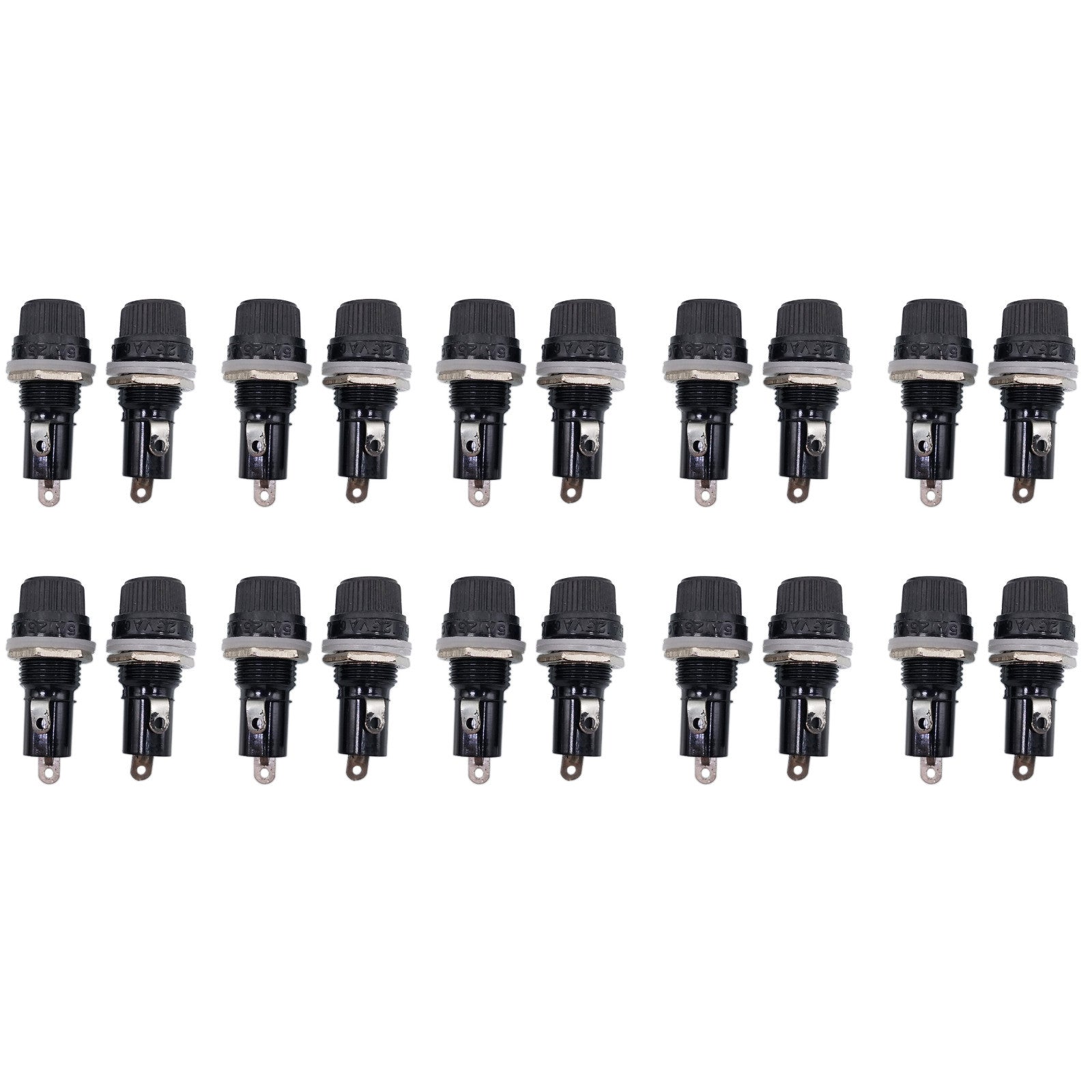 AU Stock 20pcs Panel Mount Fuse Holder Socket For 5 x 20mm Glass Fuses 250V 10A