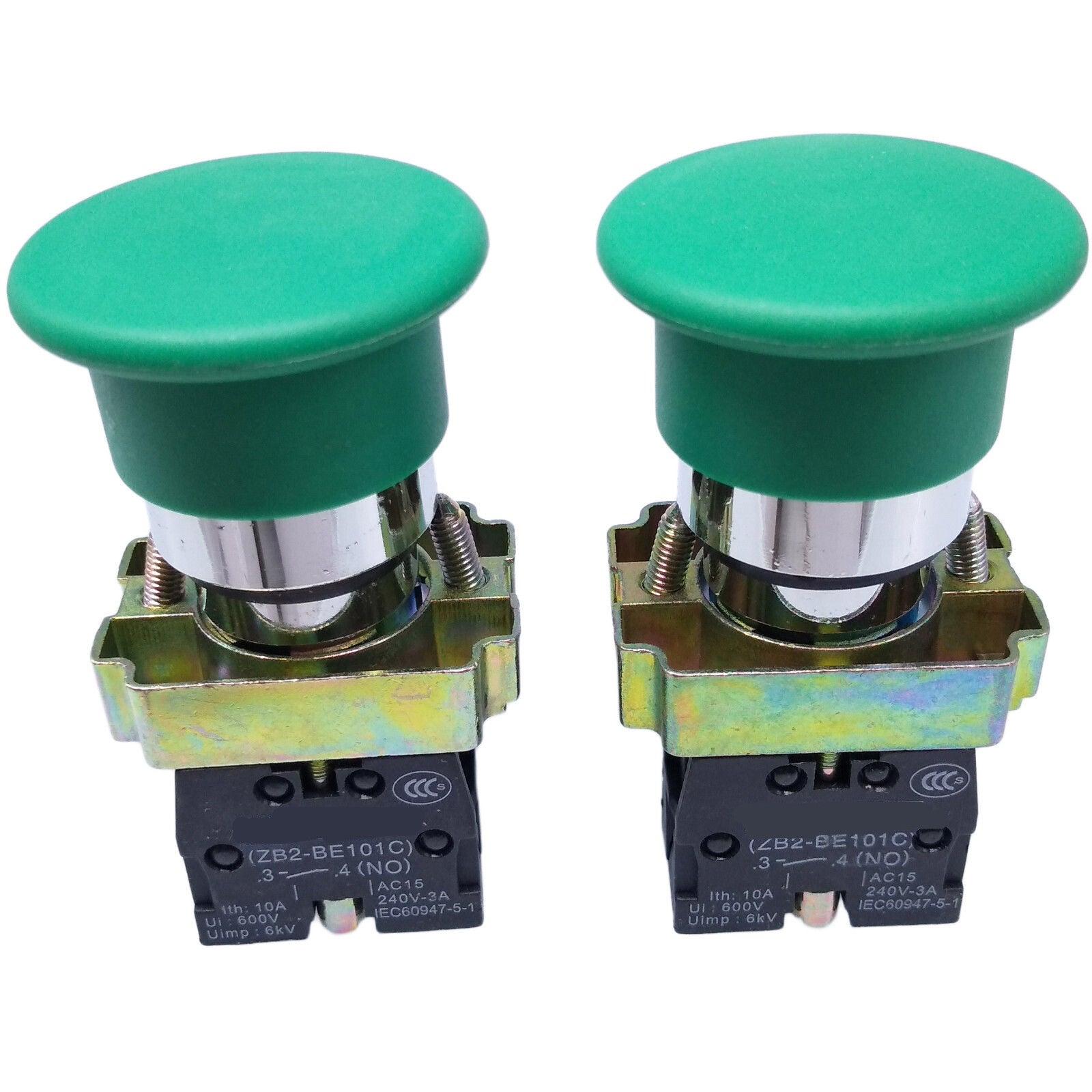 AU Stock 2pcs XB2-BC31C NO Momentary Mushroom Head Push Button Switch Green