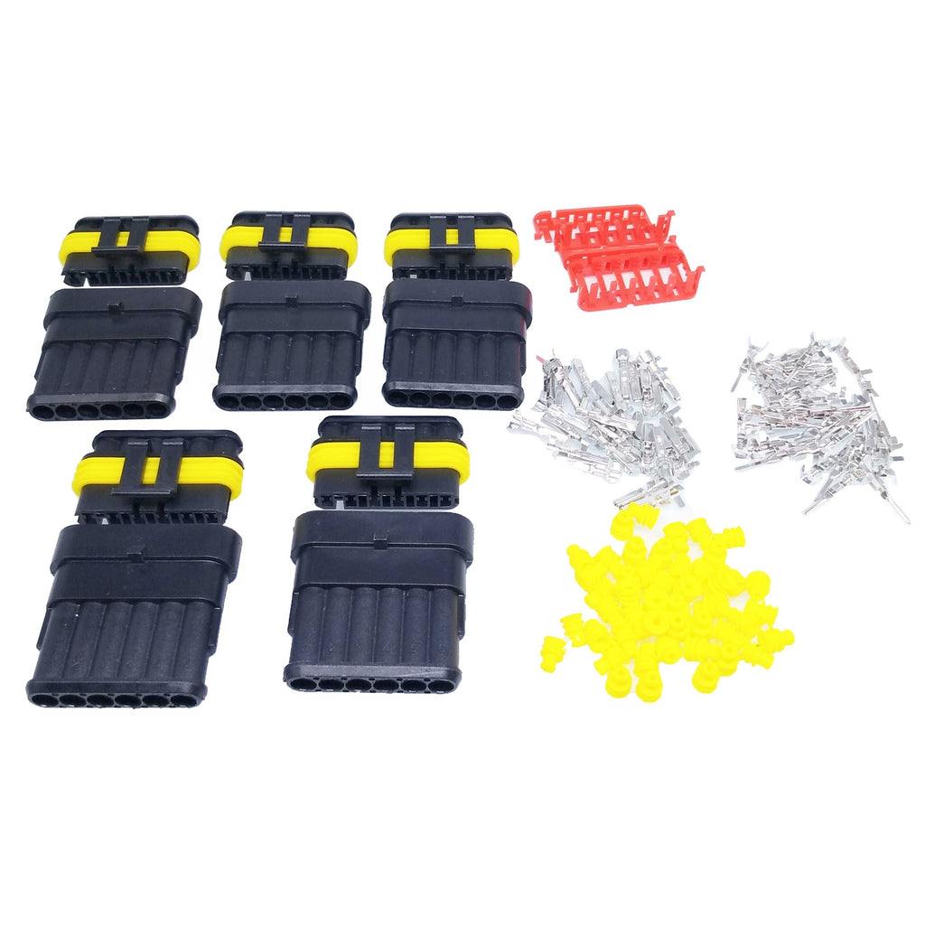 US Stock 5 Sets 6 Pin Way Sealed Waterproof Electrical Wire Connector Plug Kit