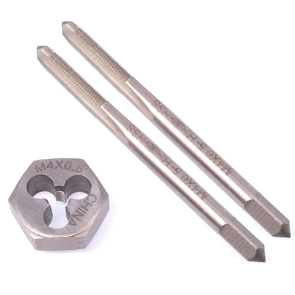 HSS M4 x 0.5mm Taper & Plug Tap & 4 x 0.5mm Hexagon Die Metric Thread Right Hand