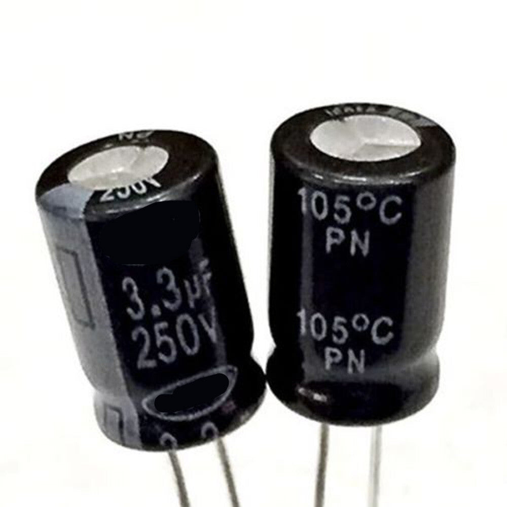 US Stock 20pcs Electrolytic Capacitors 3.3uF 3.3mfd 250V +105℃ Radial 6 x 12mm