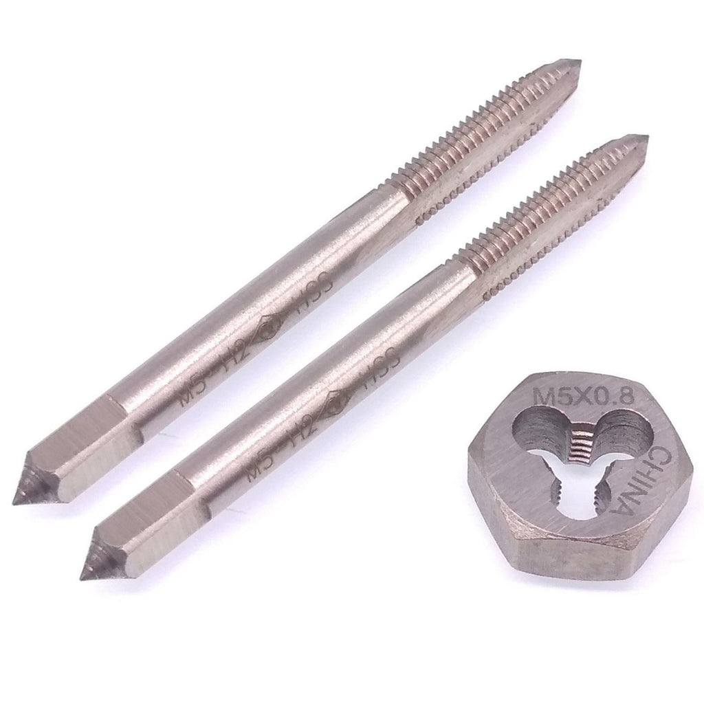 HSS M5 x 0.8mm Taper & Plug Tap & M5x0.8mm Hexagon Die Metric Thread Right Hand