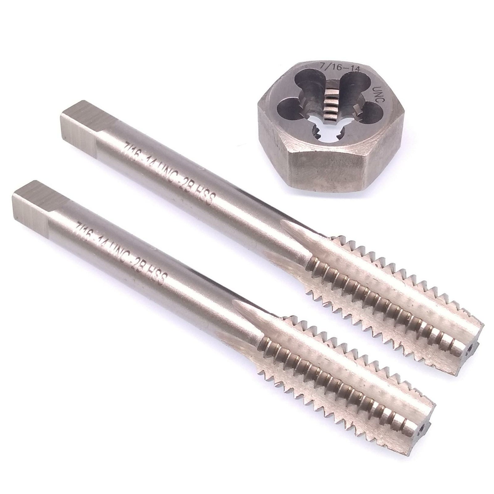 HSS 7/16-14 Taper & Plug Tap & 7/16-14 Hexagon Die Thread Right Hand Set