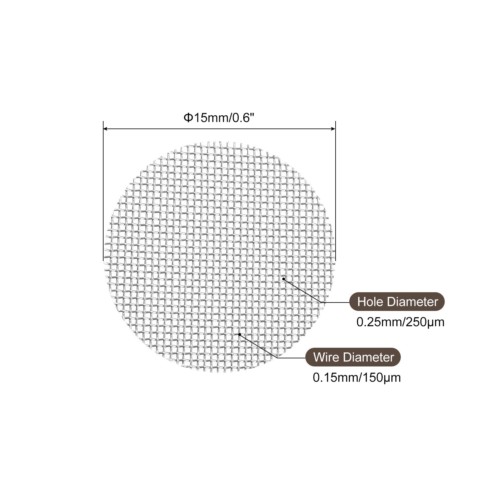 40pcs 60# Pipe Screen Stainless Steel Screen 19/32 Inch 15mm Dia for Pipe Filter