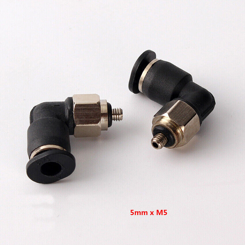 5x Pneumatic Metric Male Thread x Push-in Fittings Elbow Adapter Tube Hose OD5mm