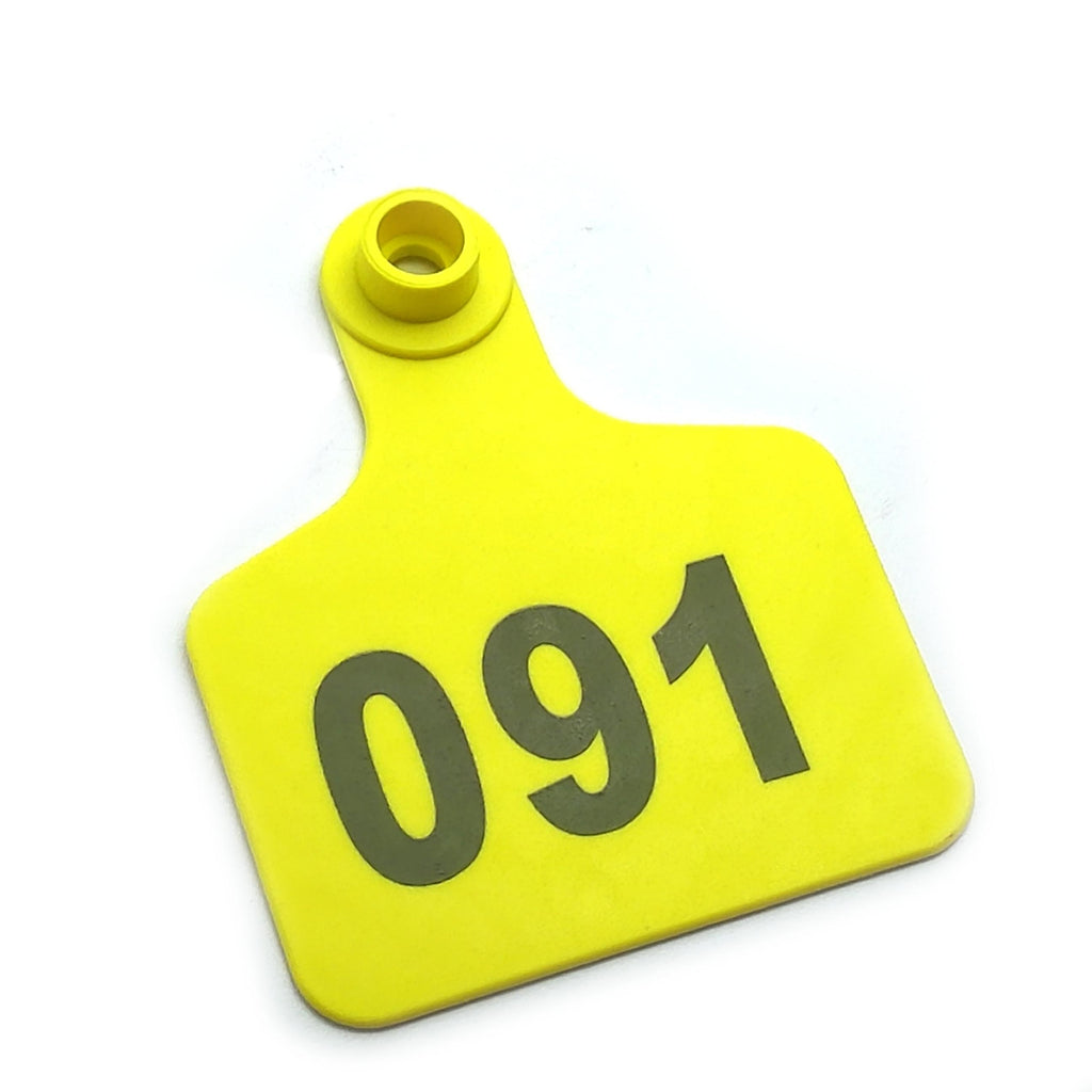 US Stock 100x Yellow 001-100 Number Plastic Livestock Ear Tag 3" x 2.4" For Cow