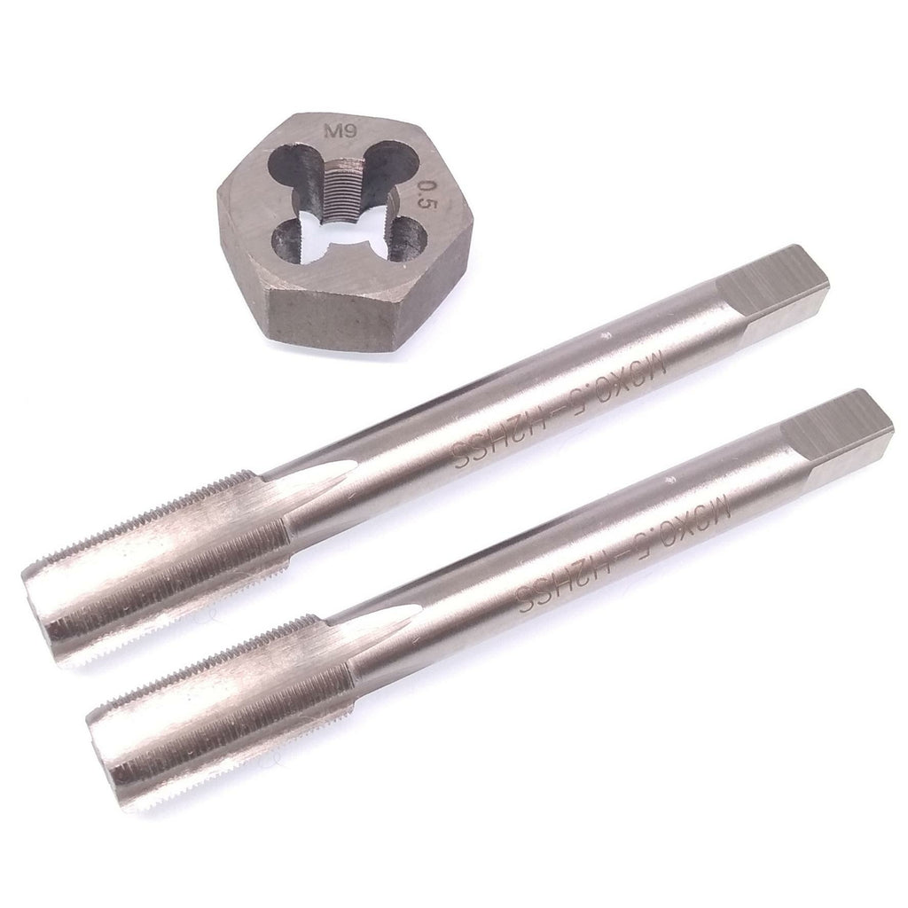 HSS M9 x 0.5mm Taper & Plug Tap & 9 x 0.5mm Hexagon Die Metric Thread Right Hand