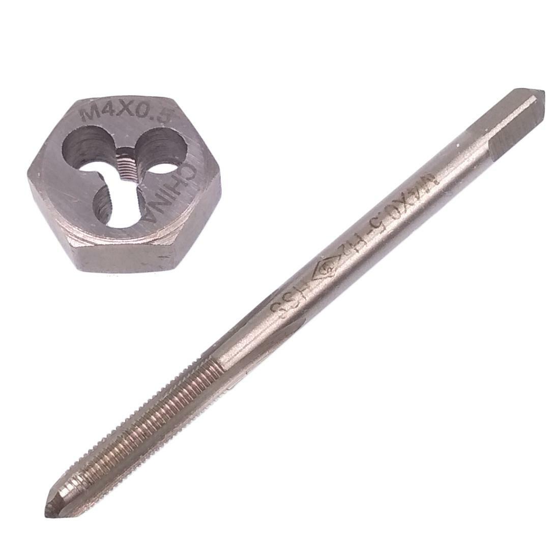 US Stock HSS M4 x 0.5mm Tap & 4 x 0.5mm Hexagon Die Metric Thread Right Hand Set