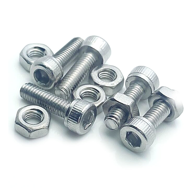 US Stock 50pcs M3 10mm Hex Socket Screw Bolt Knurling DIN912 Stainless Steel Nut