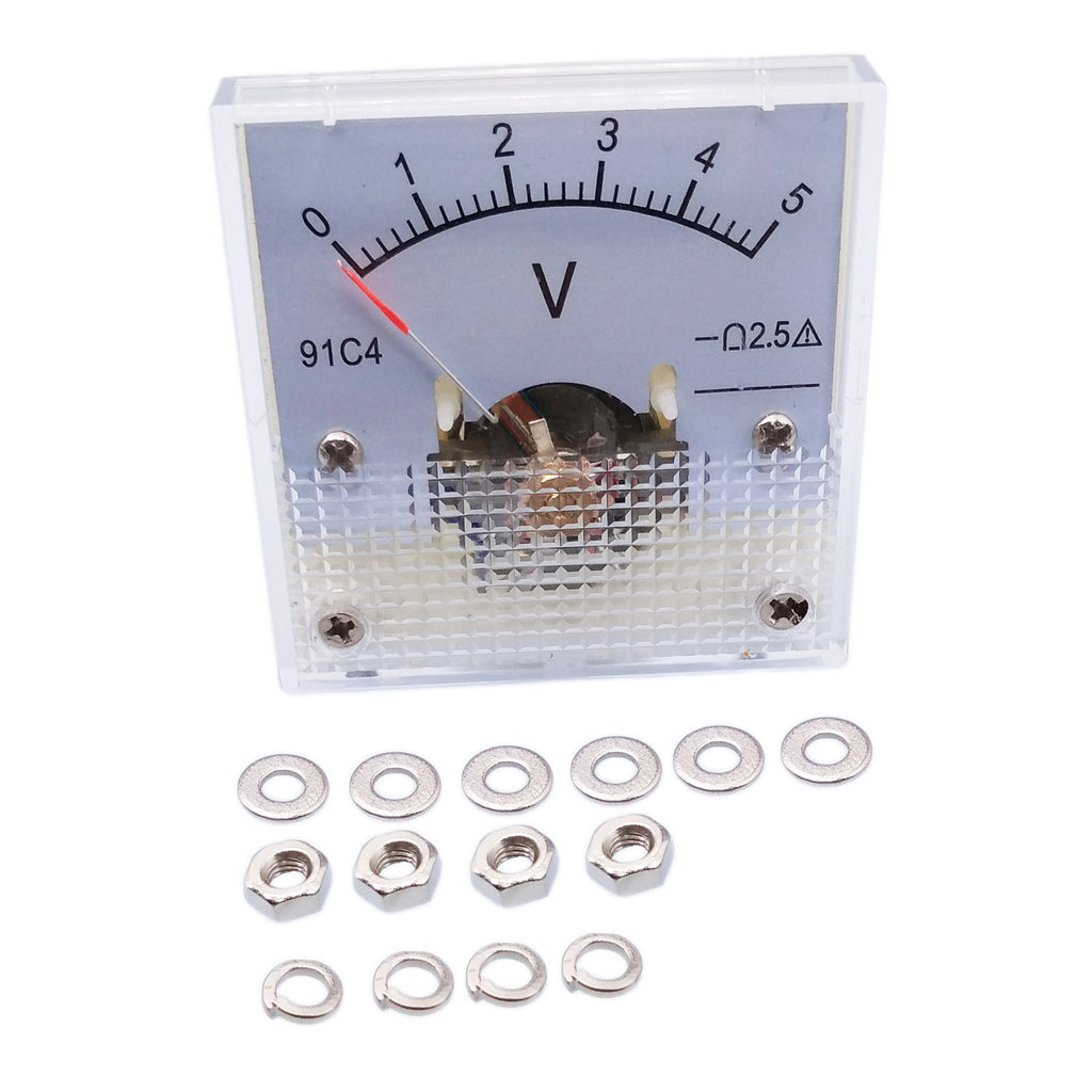 US Stock DC 0 ~ 5V Square Analog Volt Pointer Needle Panel Meter Voltmeter 91C4