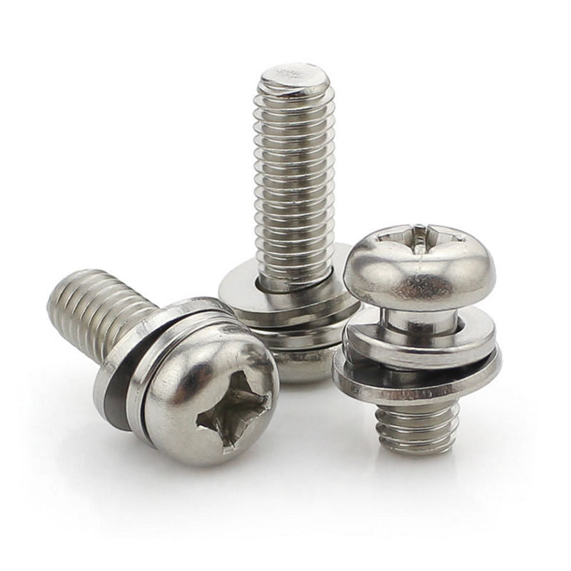 US Stock 50x M3 10mm Philips Pan Head Combination Screw With Spring Flat Washer