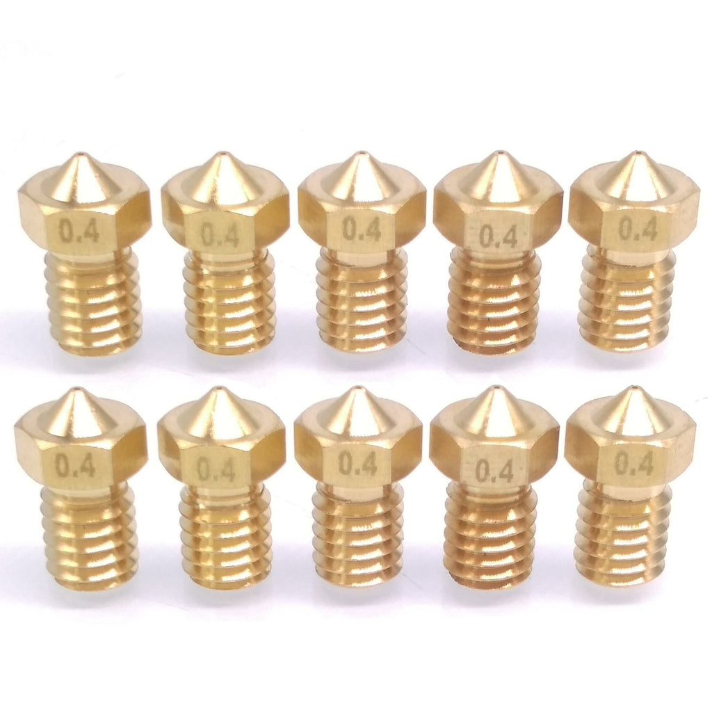 US Stock 10pcs 3D Printer Extruder Brass Nozzle 0.4mm M6 Thread 1.75mm For E3D
