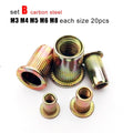 100pcs Assortment Kit Set M3M4M5M6M8 Flat Head Rivet Nut Insert Rivnut Nutsert