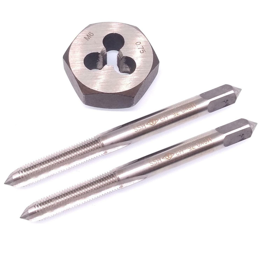 HSS M6 x 0.75mm Taper & Plug Tap & 6x0.75mm Hexagon Die Metric Thread Right Hand