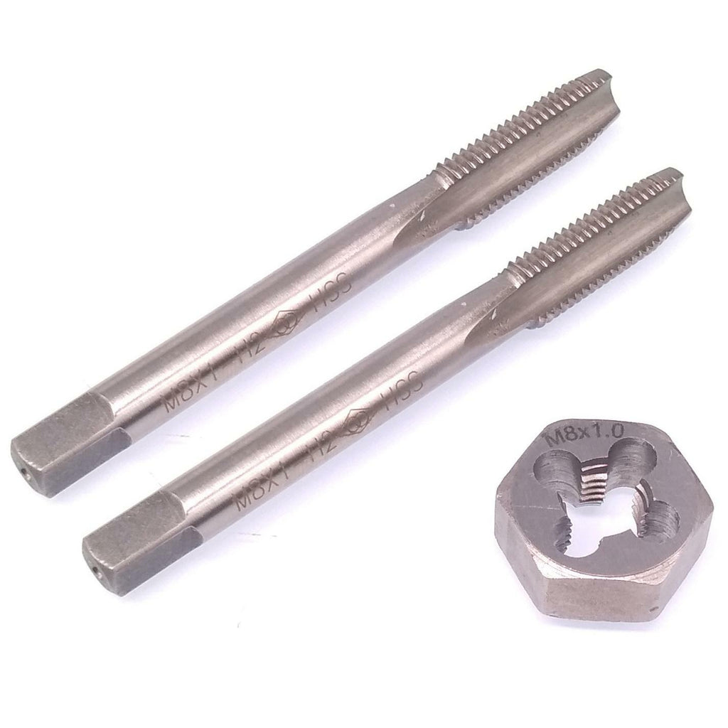 HSS M8 x 1mm Taper & Plug Tap & M8x1mm Hexagon Die Metric Thread Right Hand Set
