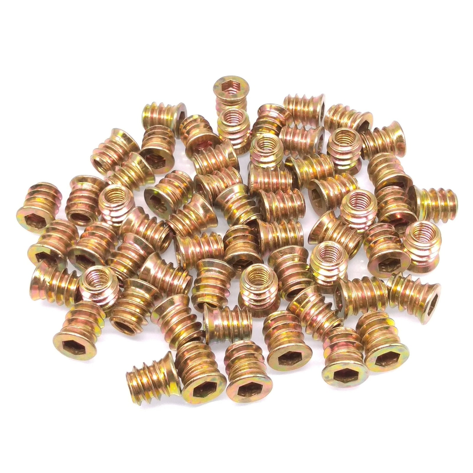 100pcs M6 x 13mm Furniture Screw-in Nut Bolt Fastener Hex Socket Insert Nuts