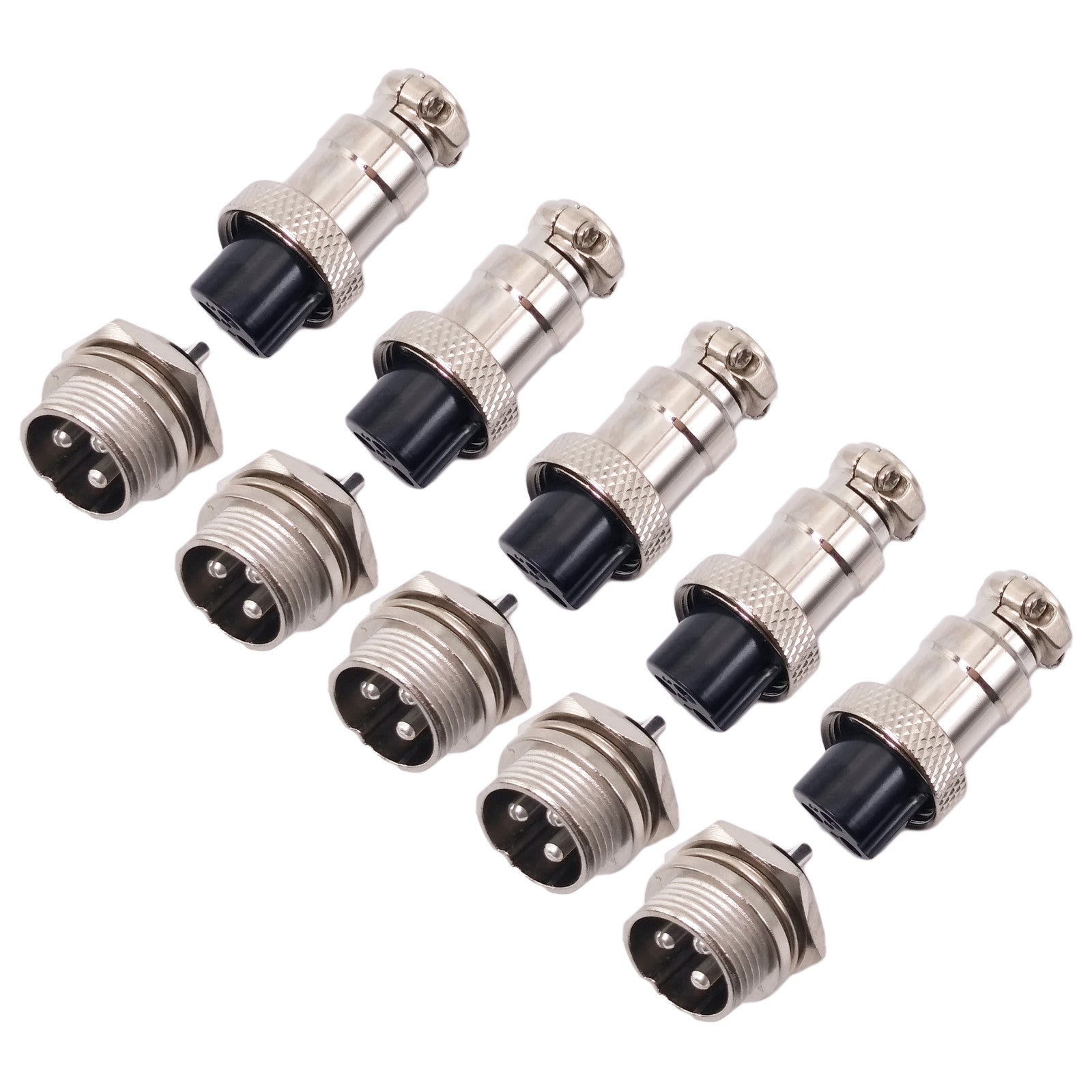 AU Stock 5 Pair Aviation Plug 3Pin Female Panel Metal Wire Connector 16mm GX16-3