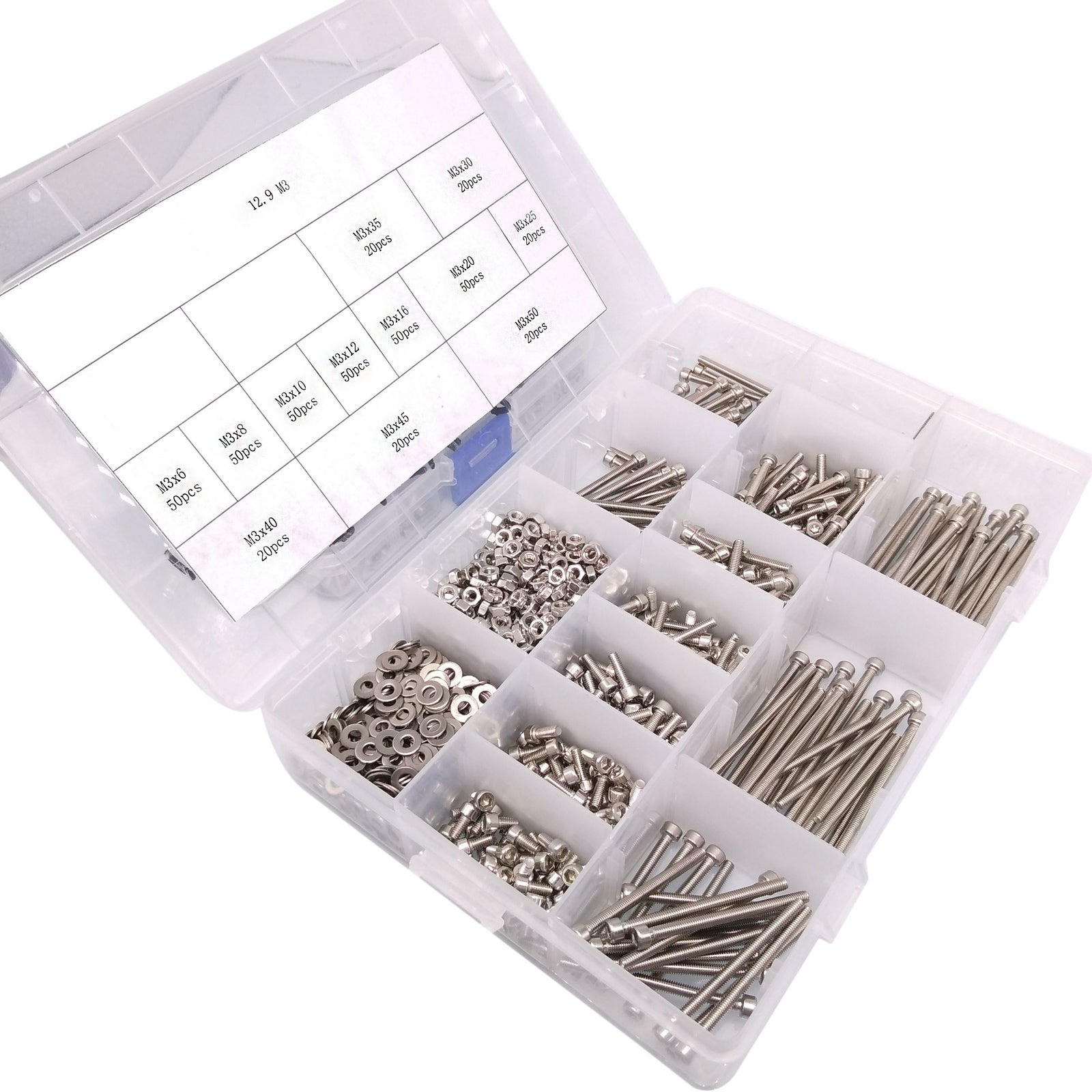 420x M3 Socket Head Cap Screws SS Steel Allen Socket Nuts Washers Assortment Kit