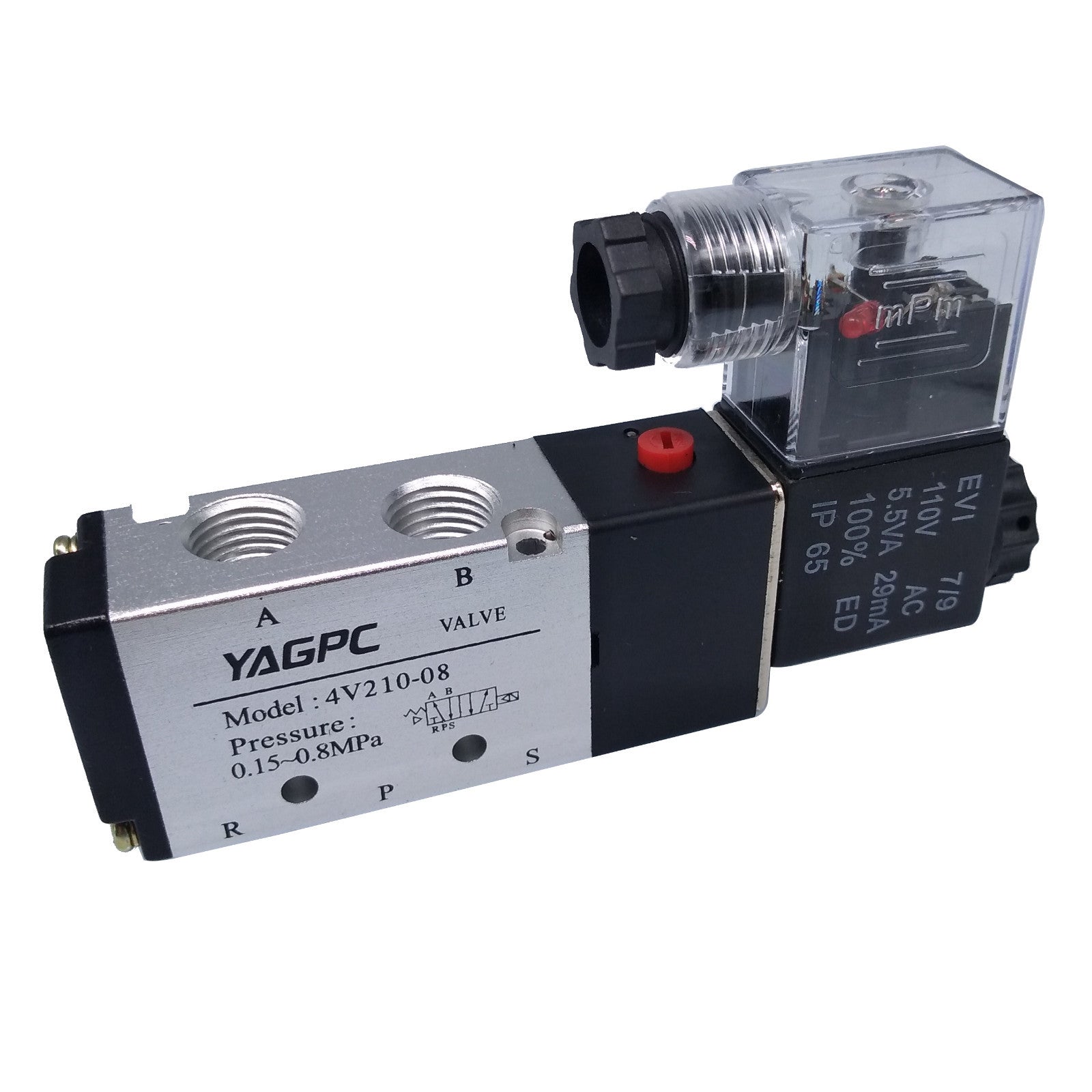US Stock 110VAC Pneumatic Electric Solenoid Air Valve 5 Way 2 Position 4V210-08